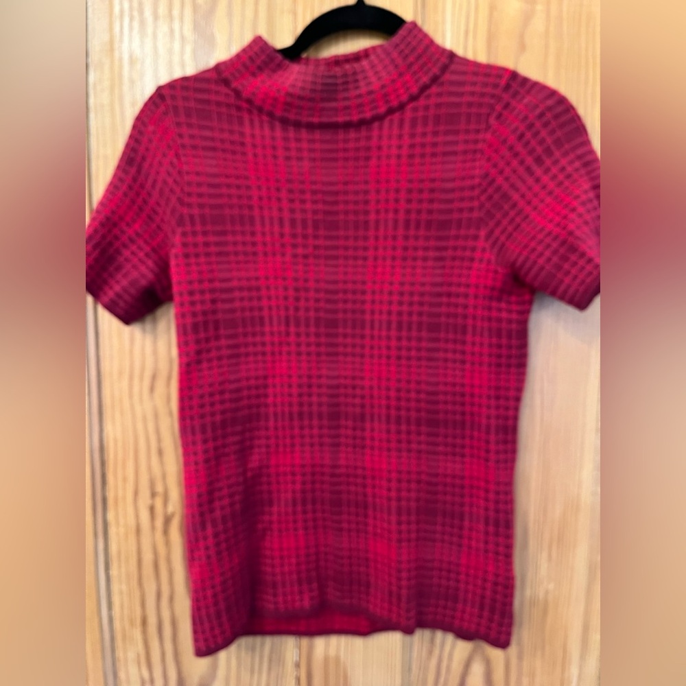 Red Checkered Short Sleeve Top